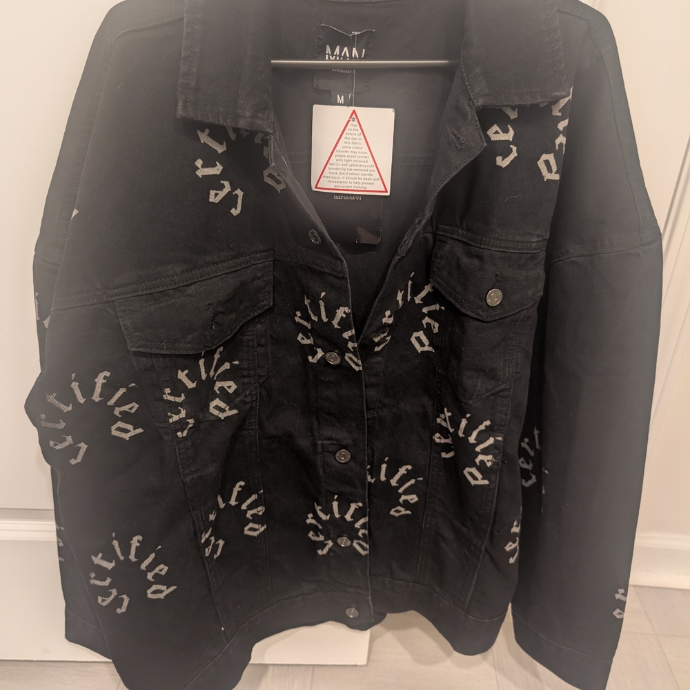 Black Graphic Denim Jacket